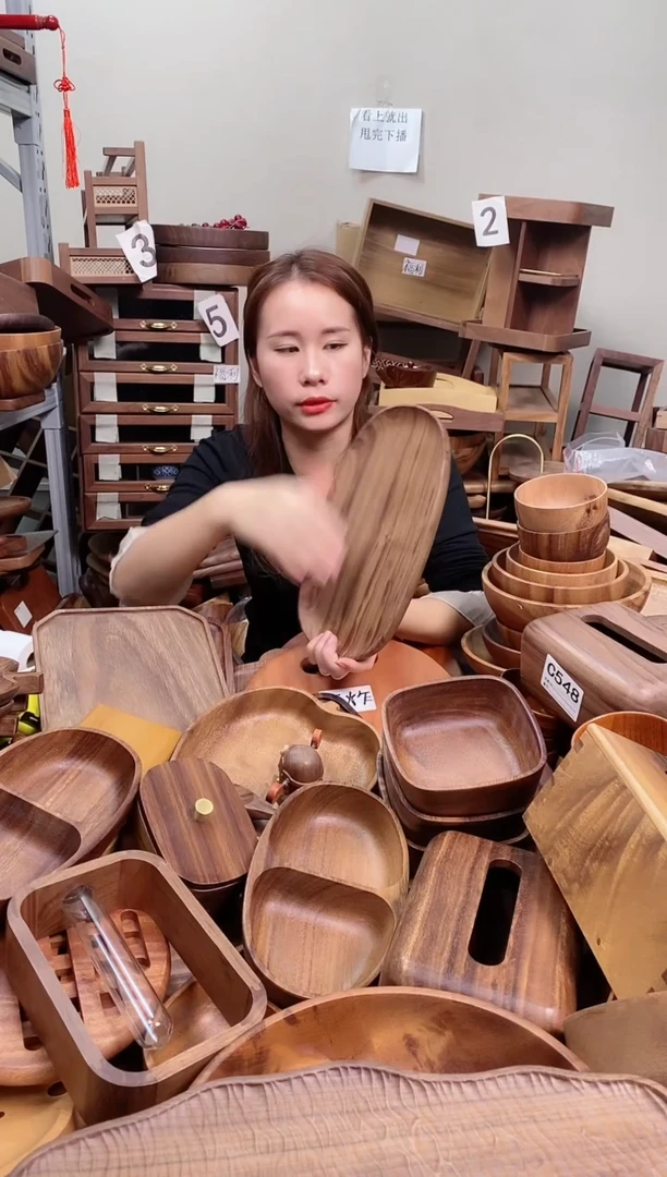 木 北美黑胡桃木异形盘30*20*2cm  A