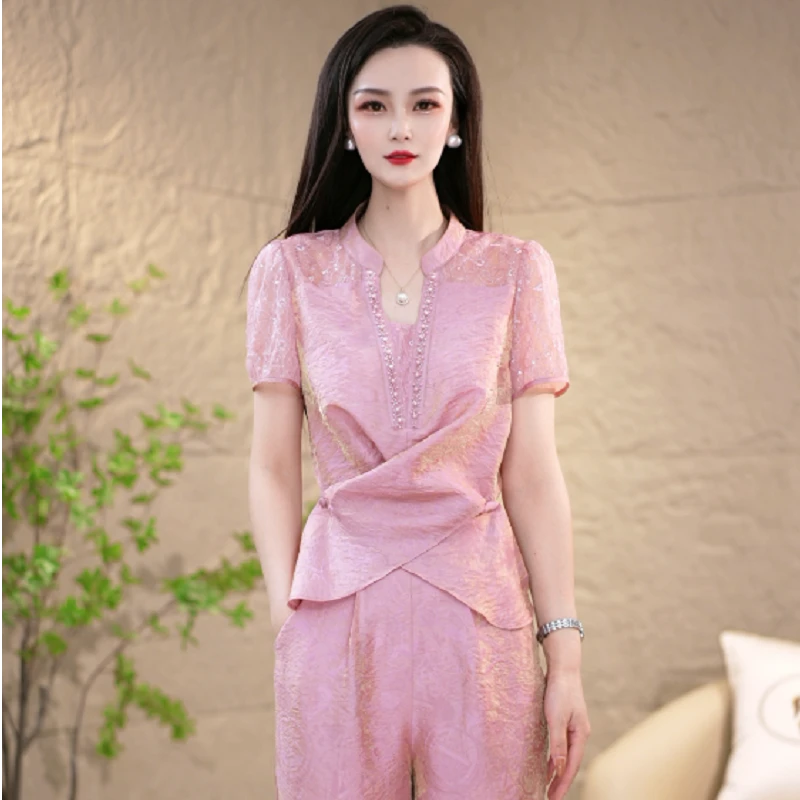 2025时尚新款气质百搭小众设计感夏季修身显瘦套装两件套M-4XL