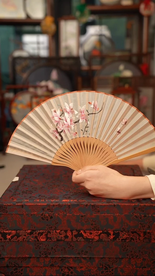 扇子折扇 苏绣绣花吊坠非遗