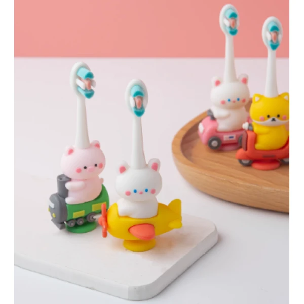 卡通汽车小恐龙儿童牙刷万根毛牙刷超软不伤牙龈儿童牙刷硅胶牙刷