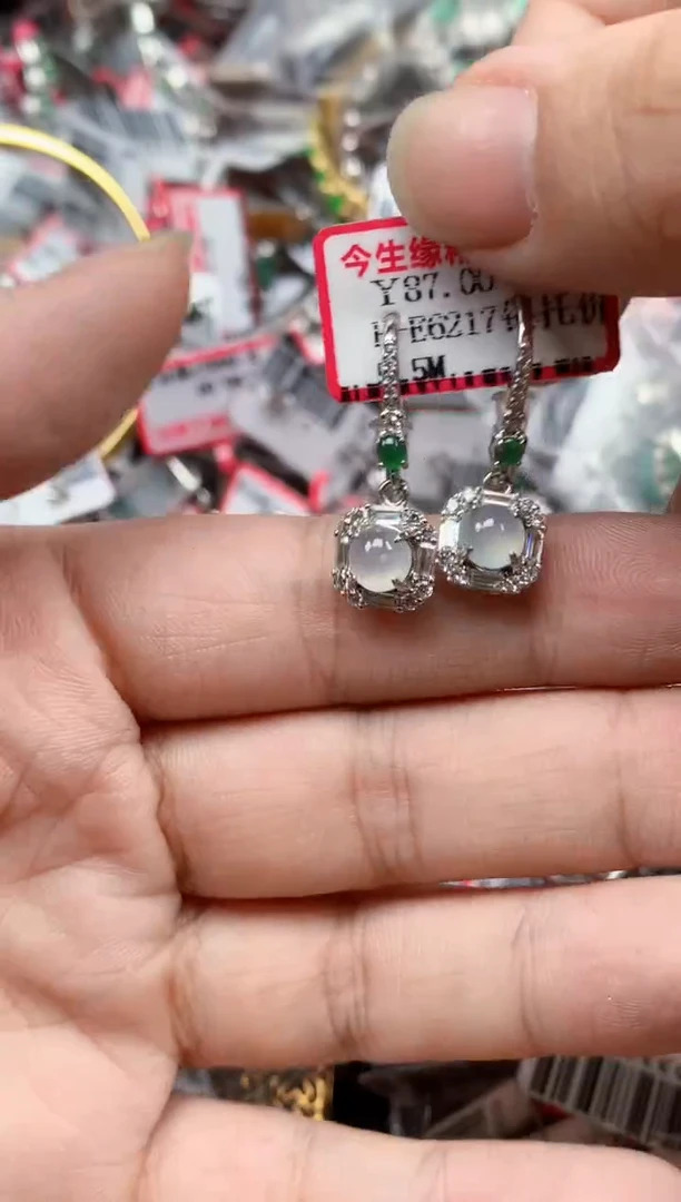 银S925镶嵌戒指翡翠天然A货缅甸翡翠