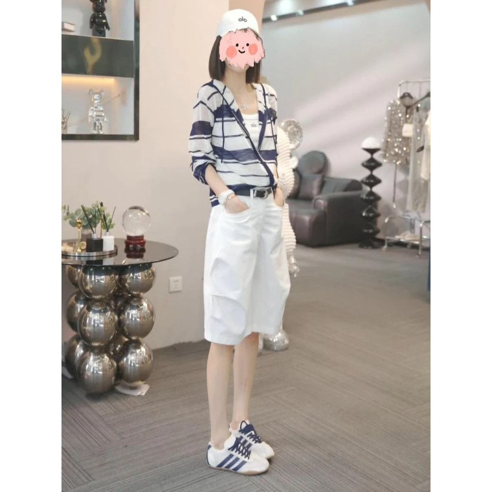 韩系慵懒风时尚套装女士2025夏季新款洋气透气薄款外套短裤两件套