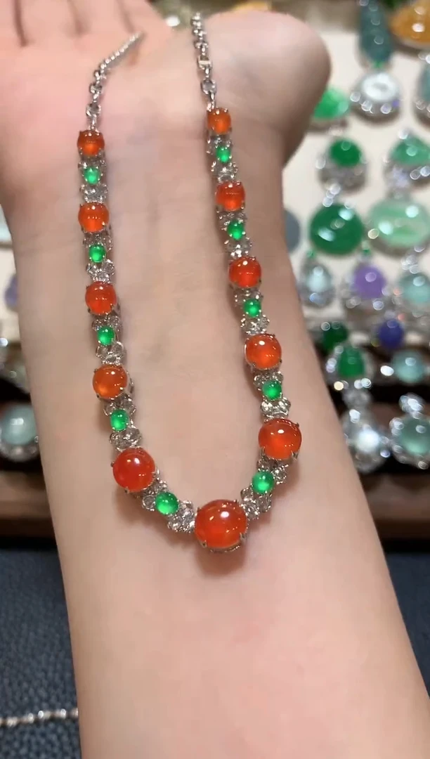 翡翠18K金镶嵌项链毛***裤m20