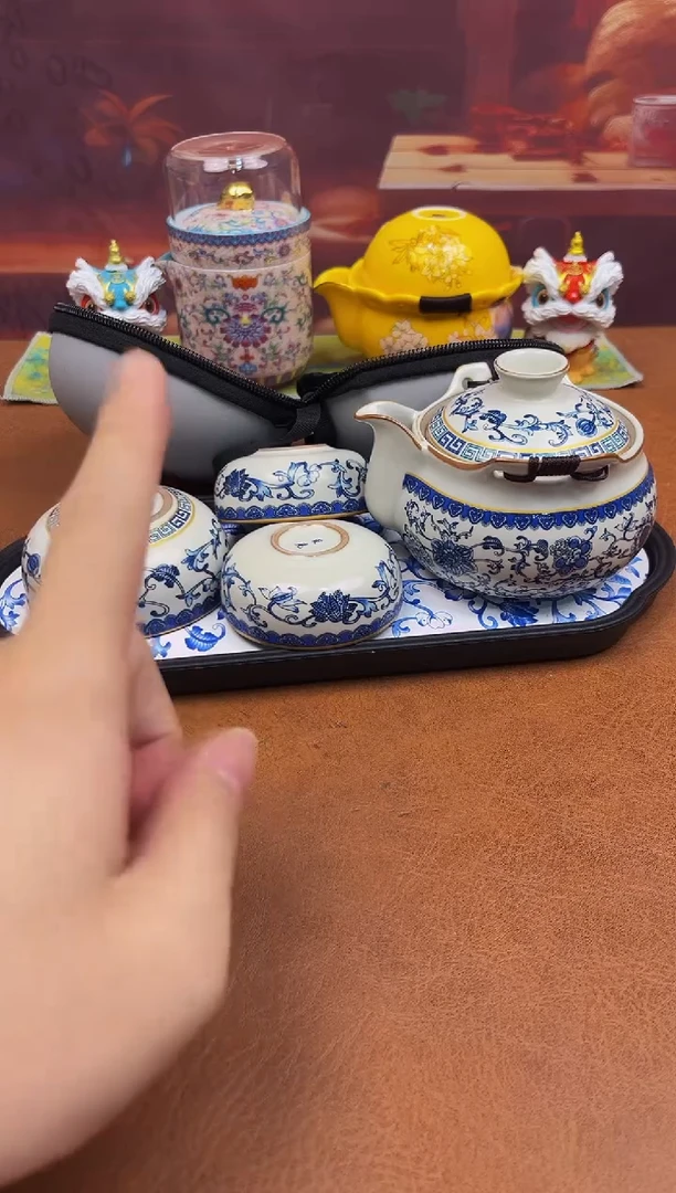 陶瓷茶具摆件旅行套组