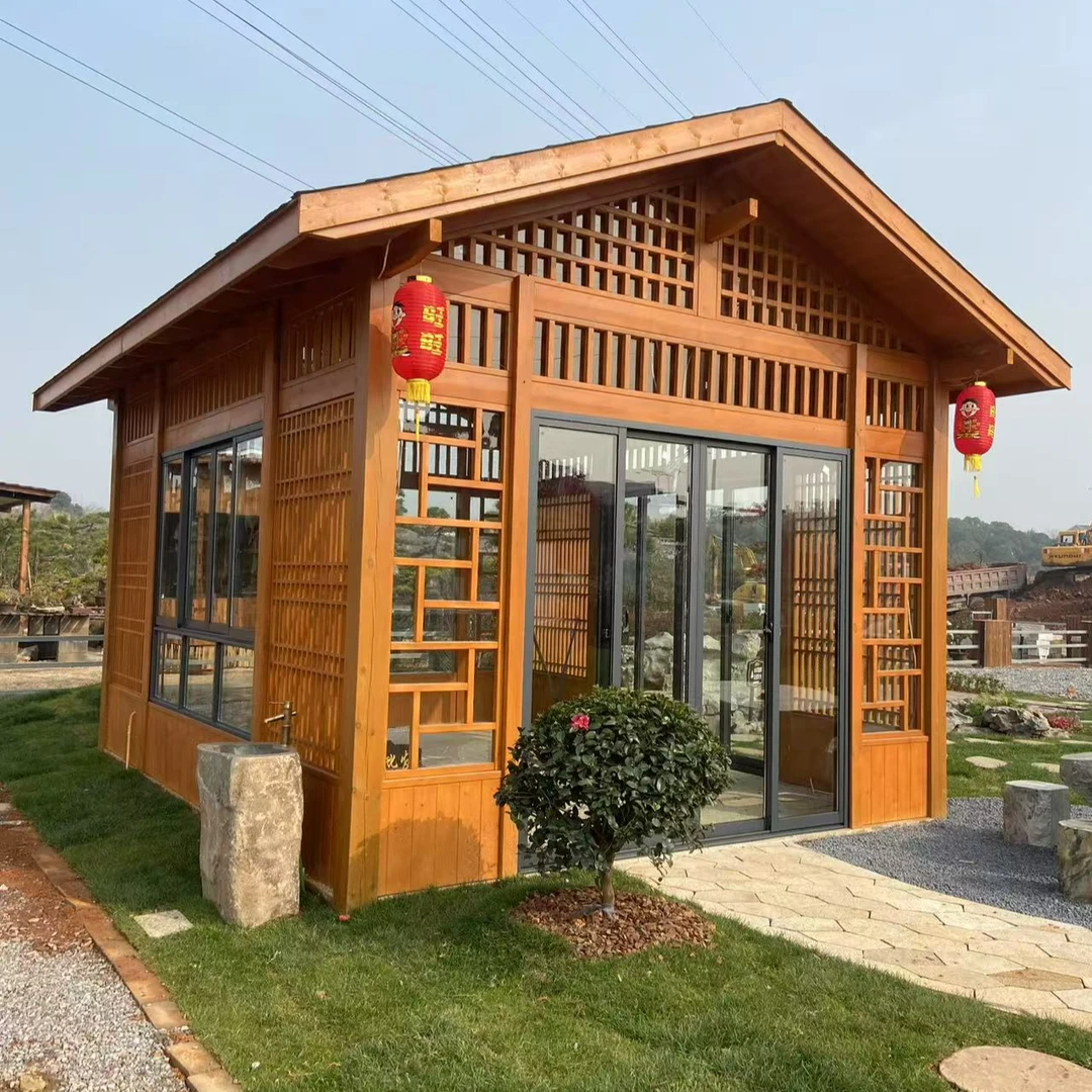 户外网红小木屋防腐木别墅日式亭茶室中式农村小院民宿庭院小房子