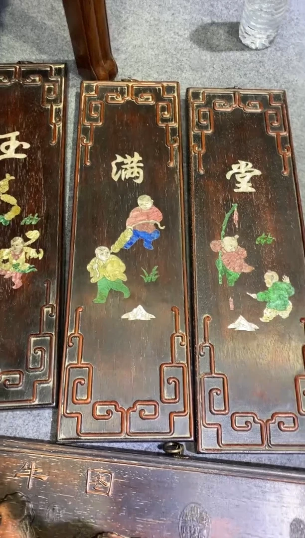 香榧木紫檀拆件雕刻板以直播间实物为准微瑕老物件