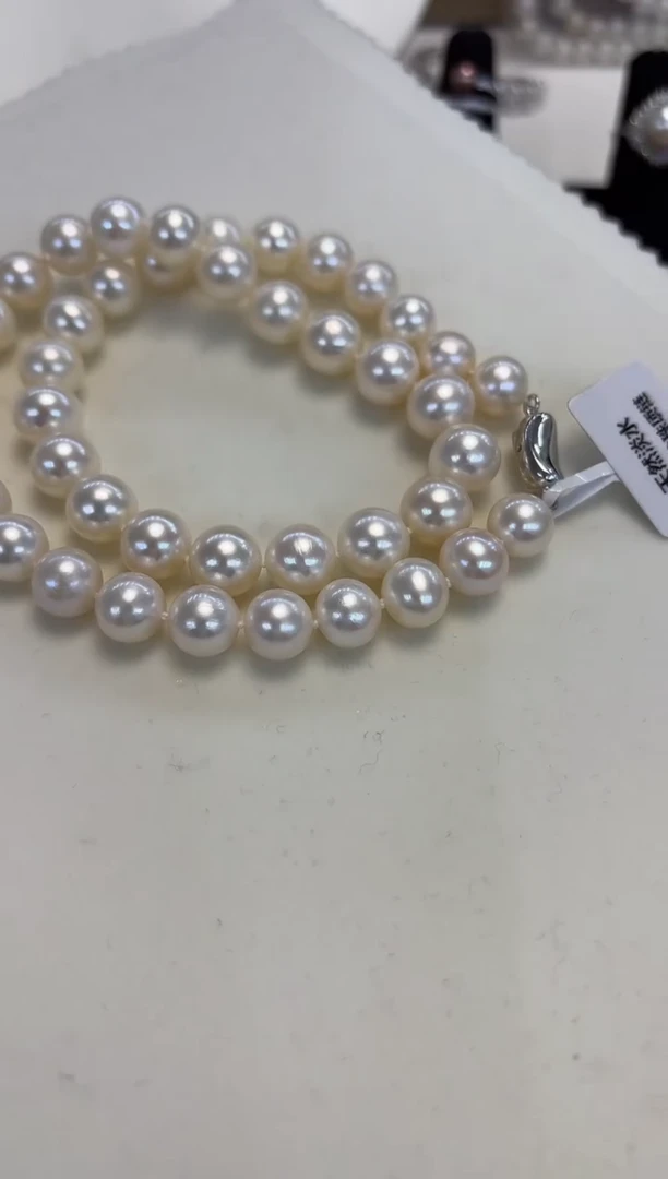 颈饰银S925镶嵌淡水珍珠9.5-10.5淡水无核珍珠项链