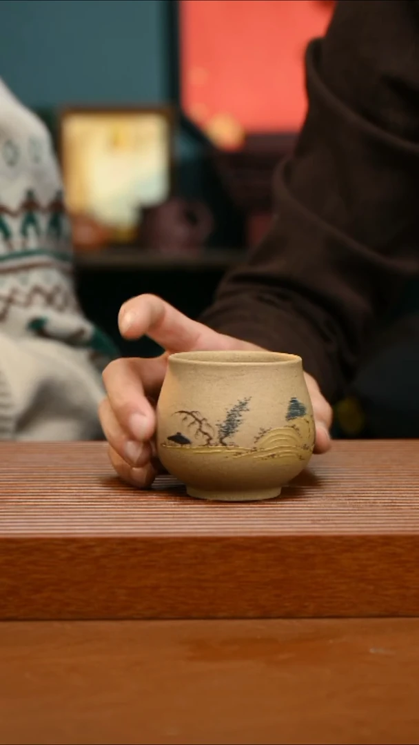 茶壶紫砂精工泥绘葫芦杯012