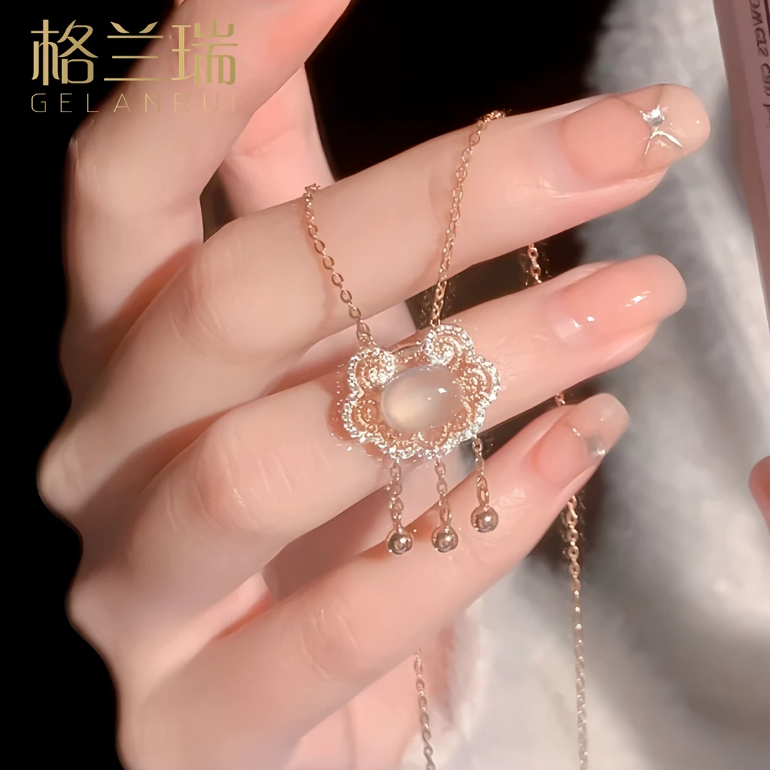 坠链均足银 平安长命锁项链女纯银999如意转运吊坠轻奢送生日礼物