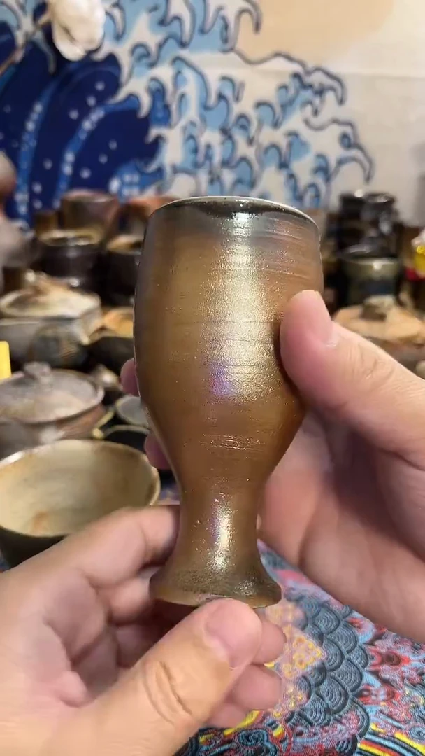 高脚杯日式备前烧茶具茶周边