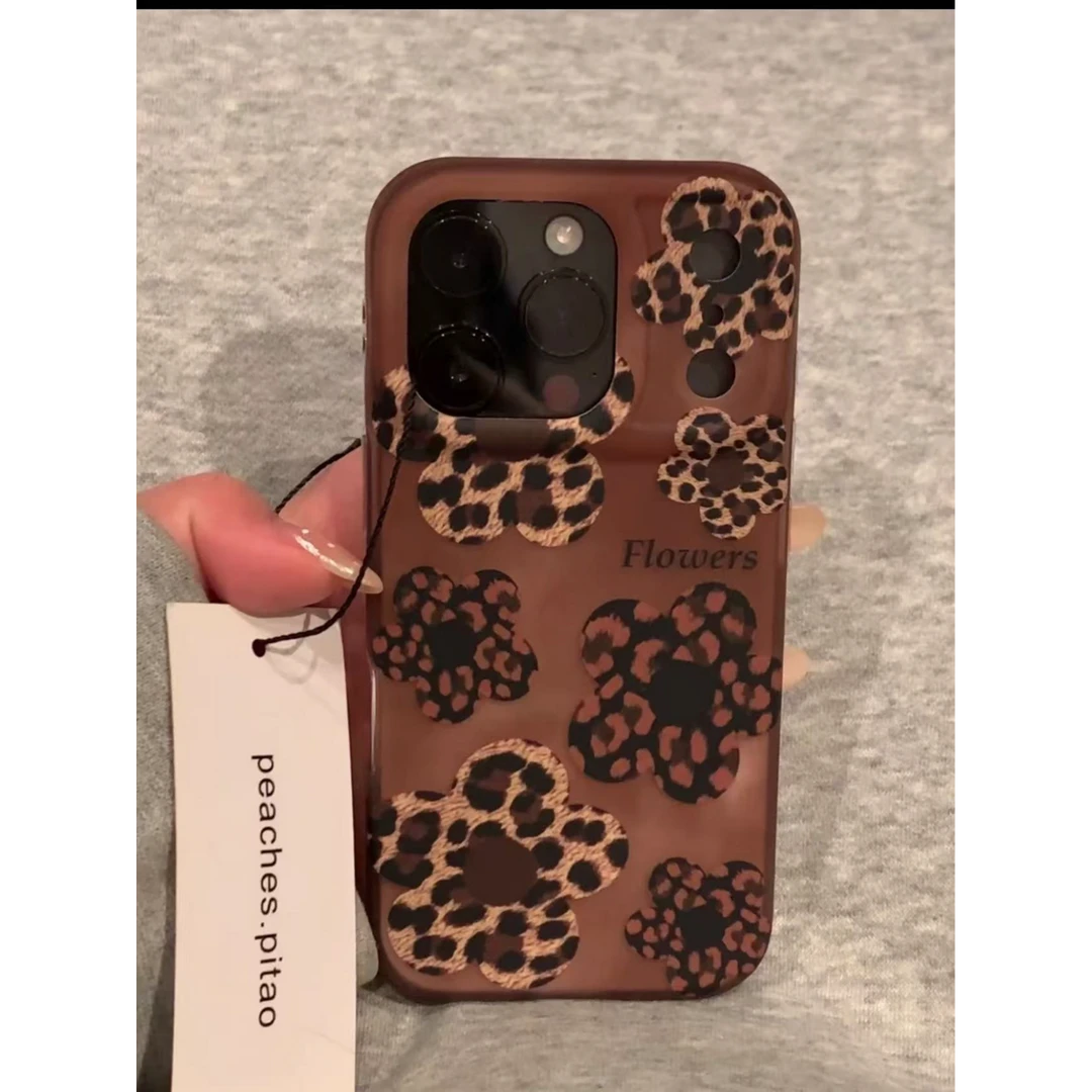 秋冬ins花朵豹纹磨砂双层适用于17promax手机壳16Pro防摔15/14/13