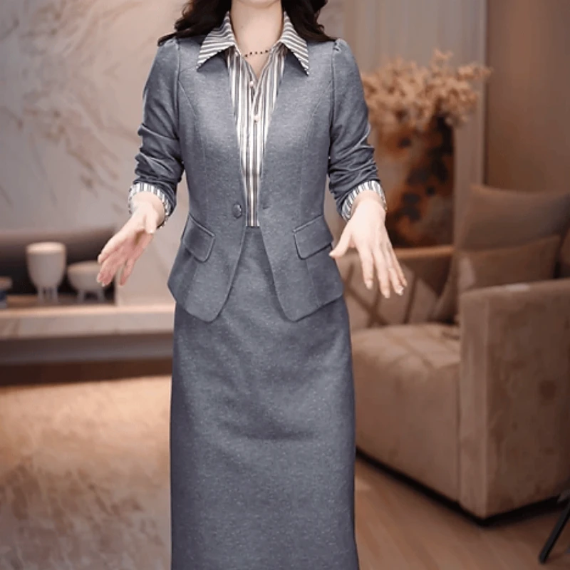 A765【外套+连衣裙】2025早秋新款高端精致时尚女人味收腰套装裙