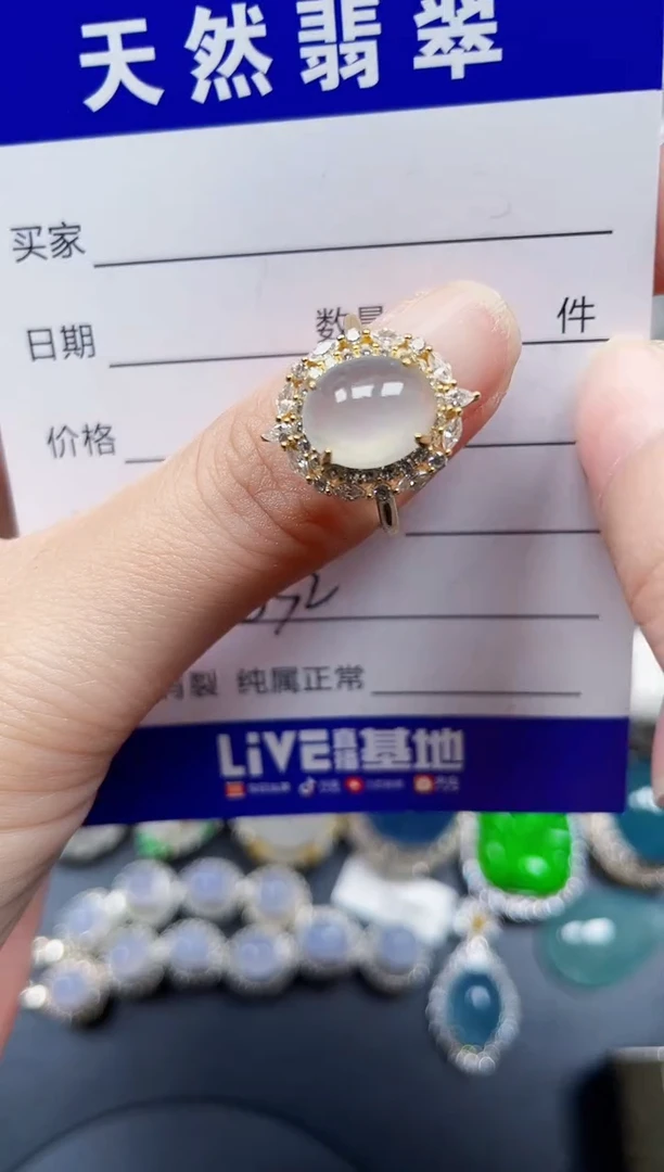 银S925镶嵌翡翠耳饰532