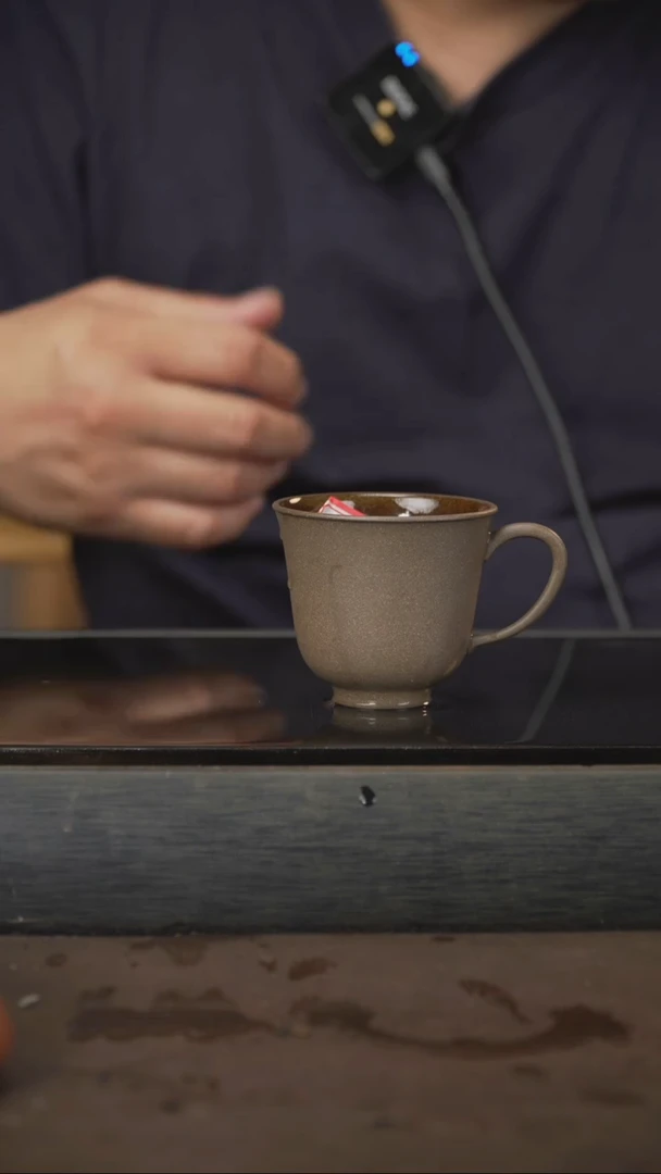 茶壶紫砂04，带把杯青段墨釉，80cc