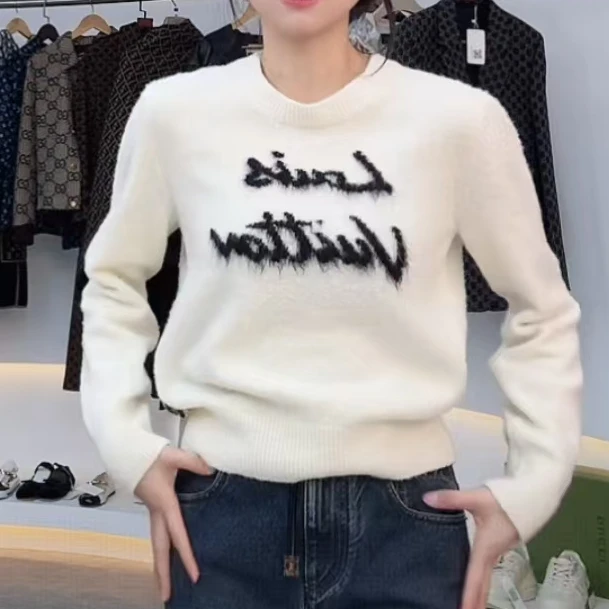 未使用 LouisVuitton/路易威登 针织圆领长袖 白黑L