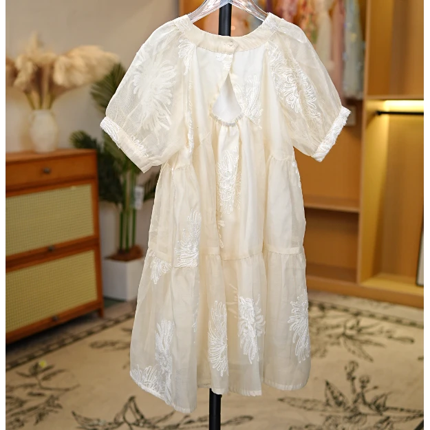 1743女童夏季新款法式泡泡袖洋气甜美公主连衣裙YH240431