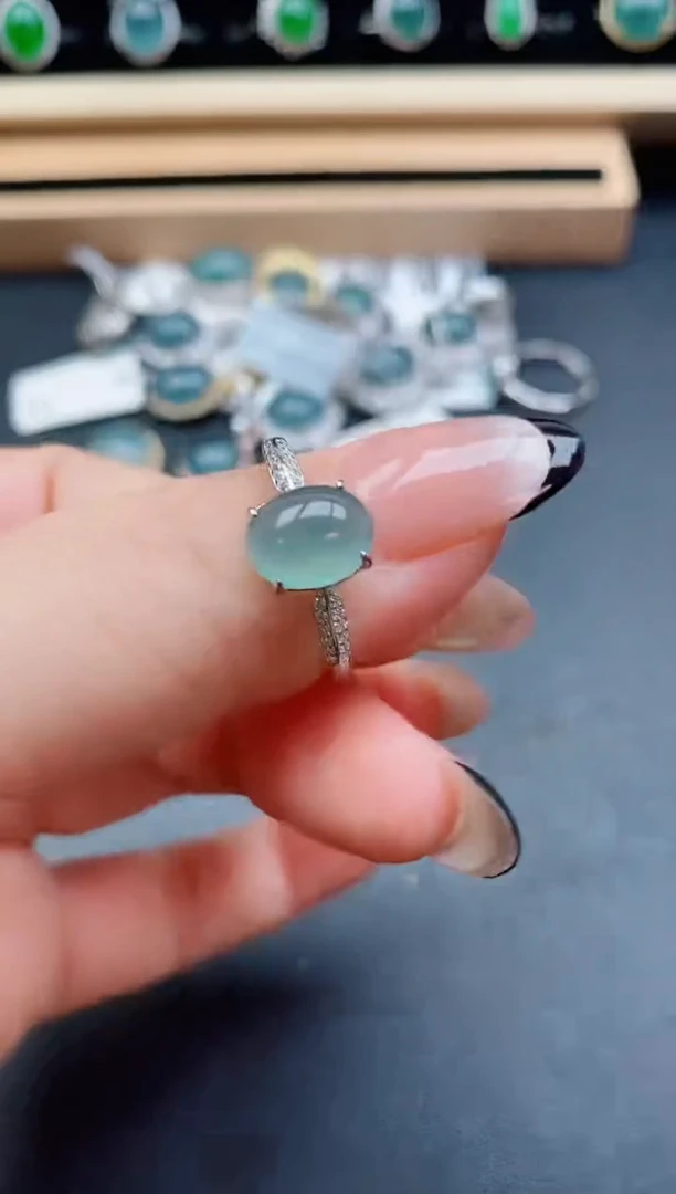 翡翠戒指银S925镶嵌50805