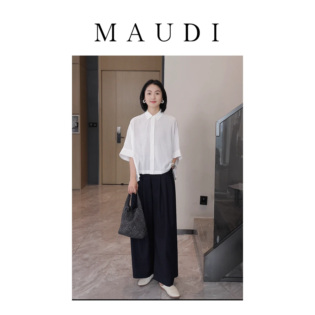 MAUDI高智女神衬衫女夏季通勤职业装宽松高级感短款上衣女装8116