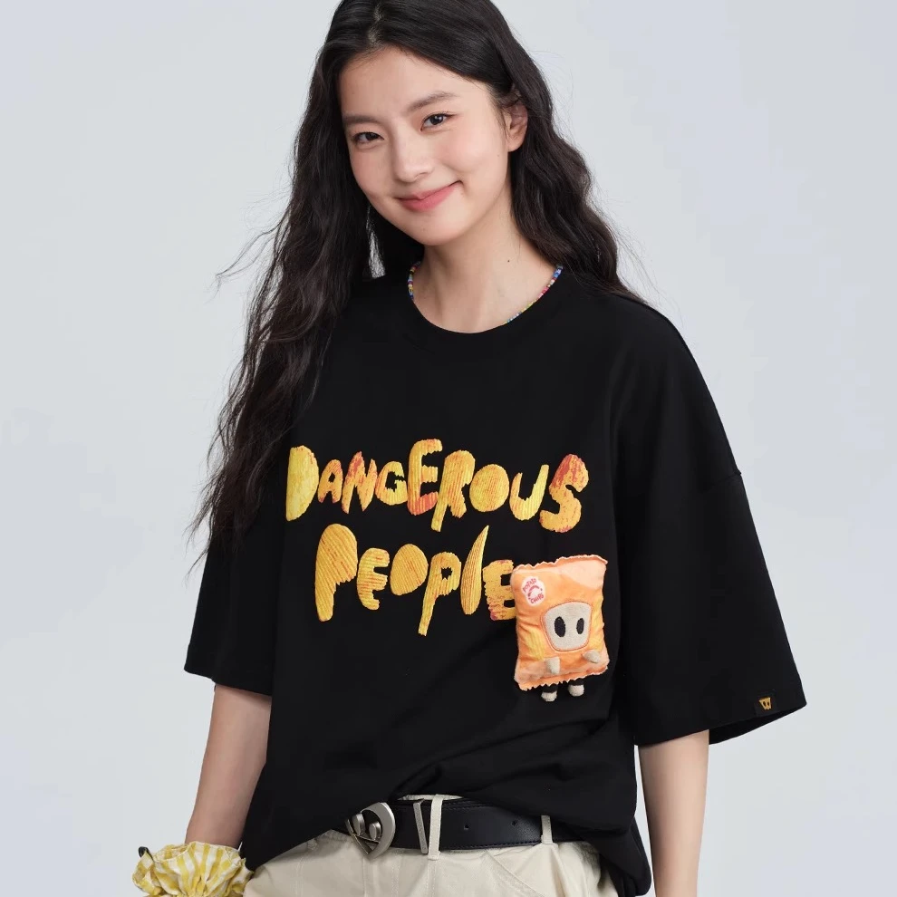 Dangerouspeople薛之谦dsp可拆卸薯片小D玩偶T恤潮牌落肩宽松短袖