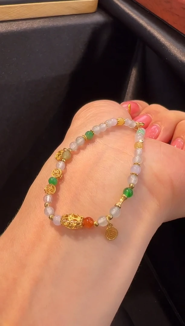 18K金镶嵌手链翡翠手串