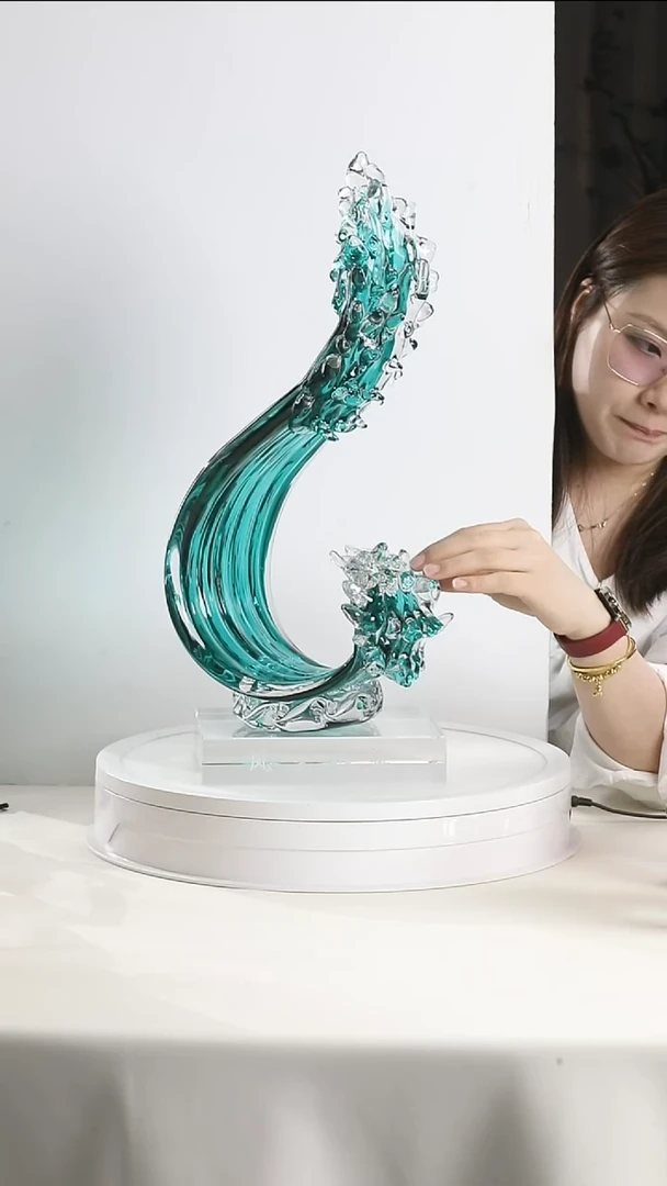 茶盏琉璃水晶摆件+底座