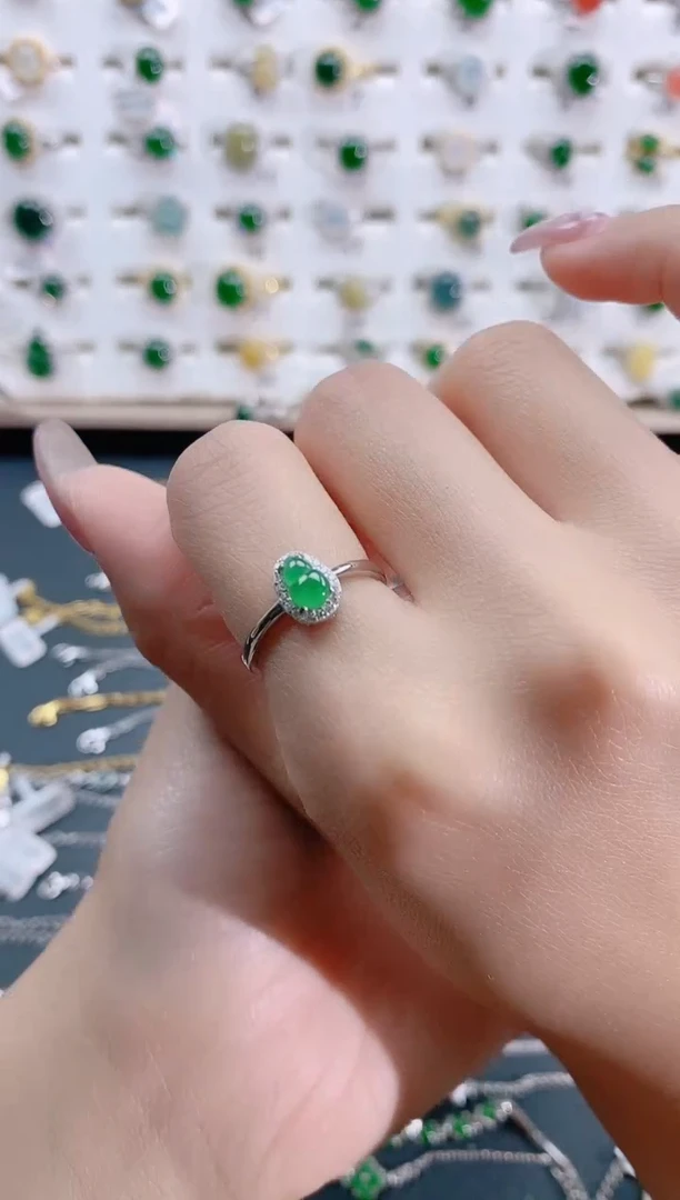 【闪购商品】翡翠银S925镶嵌戒指天然翡翠