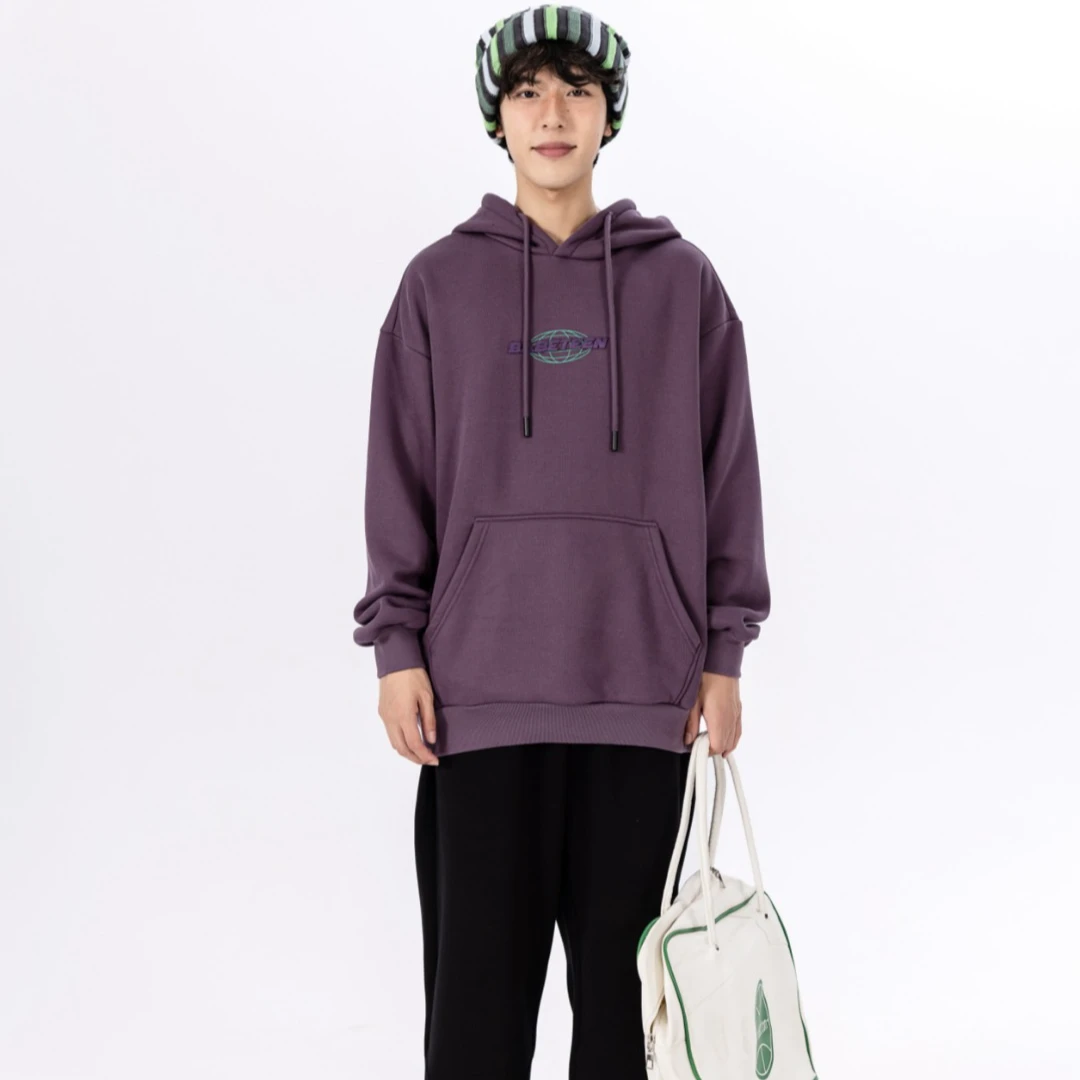 65212高端专享老林家天花板加绒连帽卫衣紫色