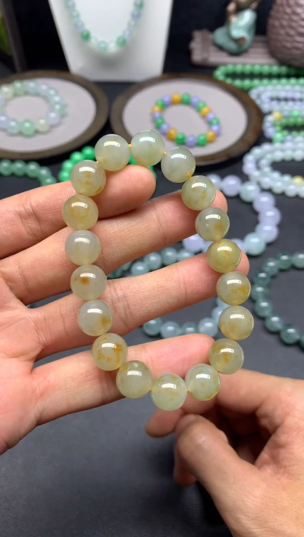未镶嵌手链翡翠天然缅甸翡翠A货无烧洒金桂花糕手串卡11mm