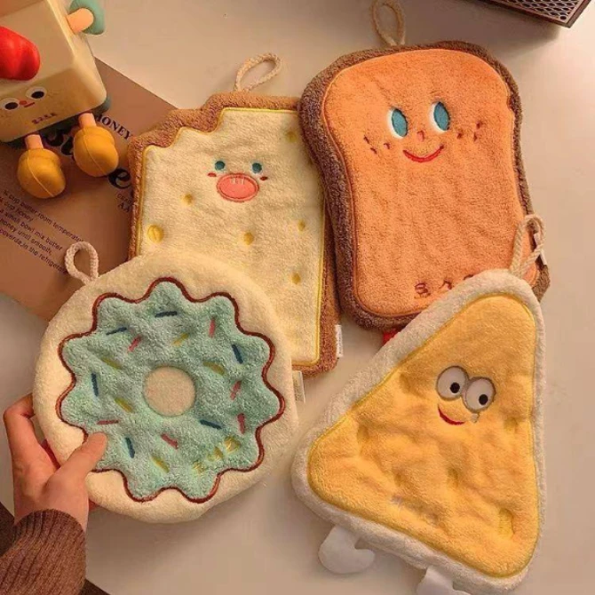 可爱挂式吸水手巾加厚速干手布卫生间厨房毛巾面巾手帕卡通儿童