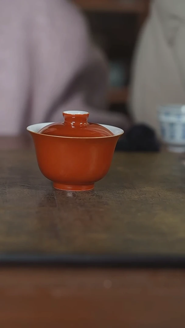 【闪购商品】杯弥云斋红釉盖碗