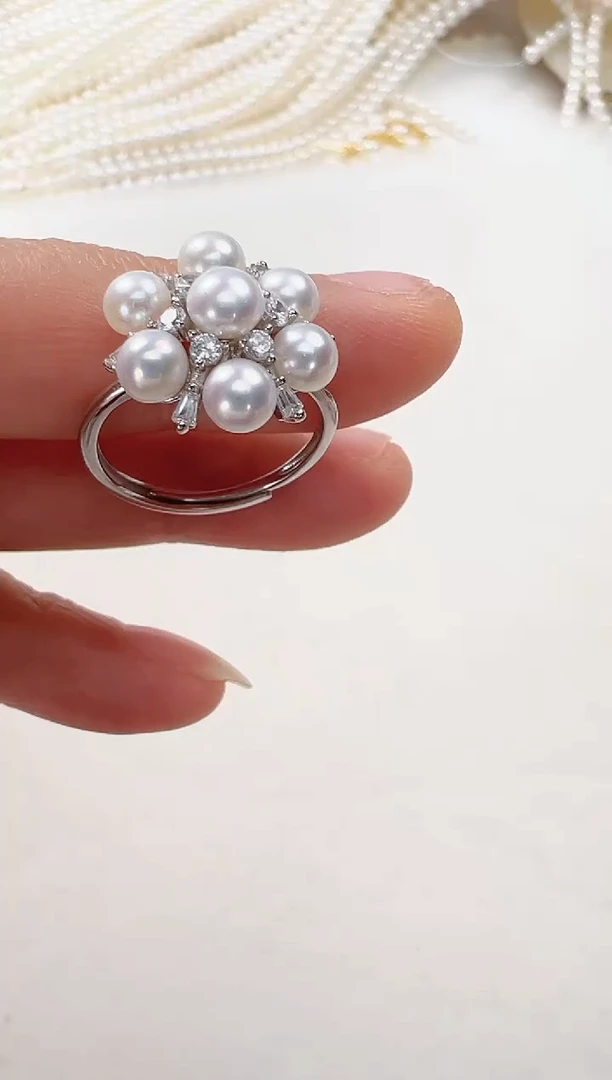 【闪购商品】淡水珍珠戒指银S925镶嵌七珠戒指