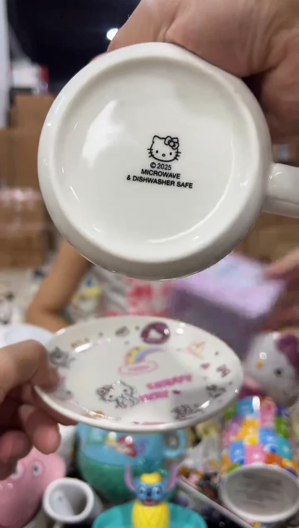 瓷片白色kt猫一杯一碟