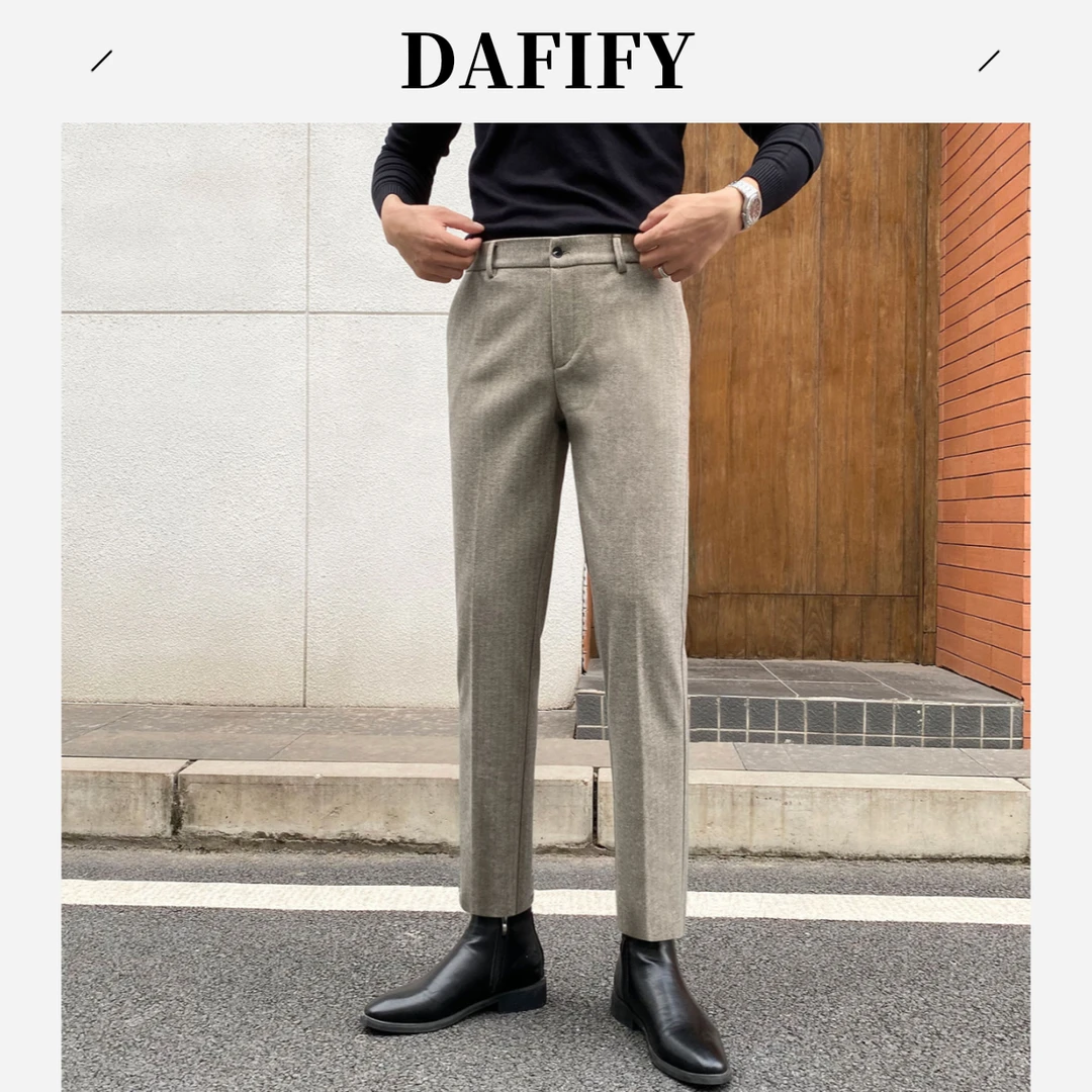 DAFIFY冬季加绒男西裤加厚商务休闲男男士春秋潮牌男士西裤
