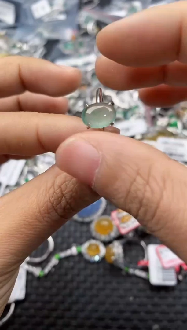 银S925镶嵌戒指翡翠444     3