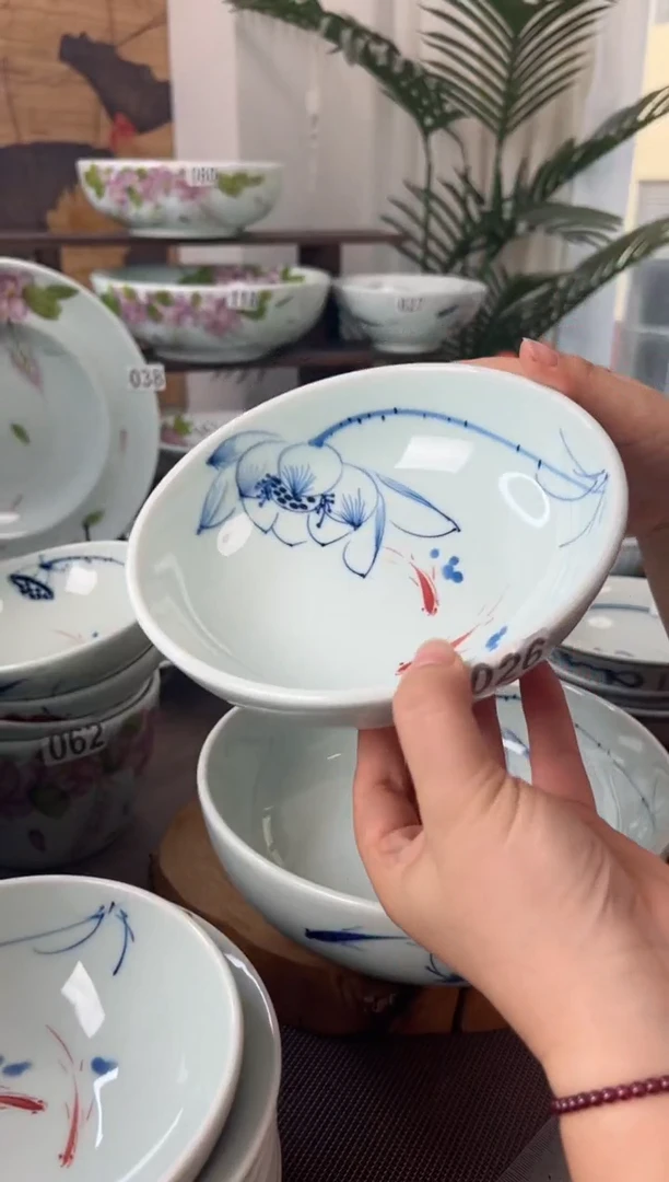 手绘微暇手绘7寸木子碗（随机图案单只装）