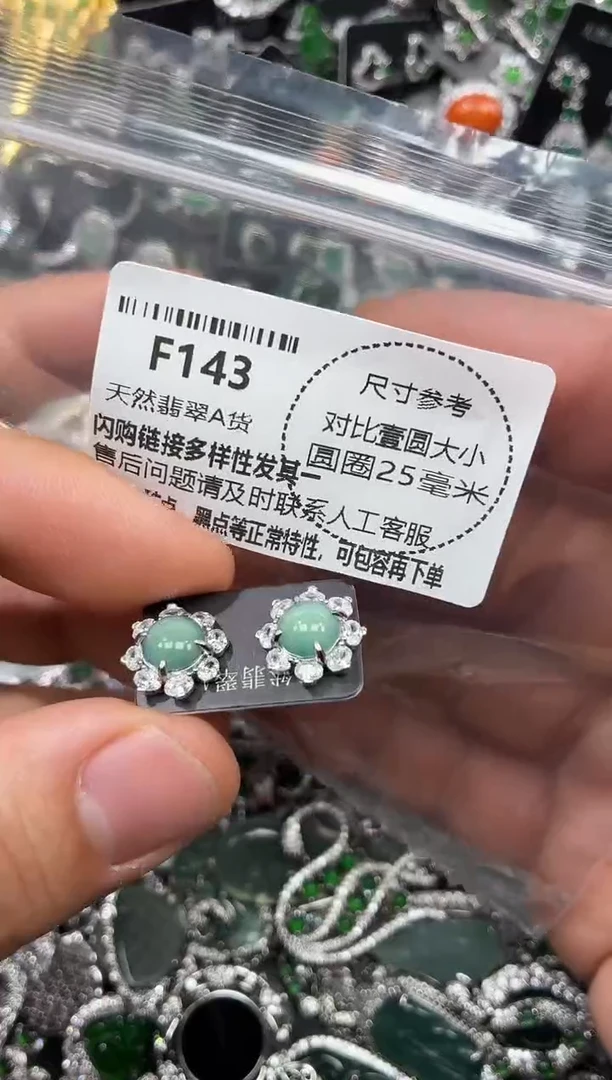 颈饰未镶嵌翡翠F143耳钉