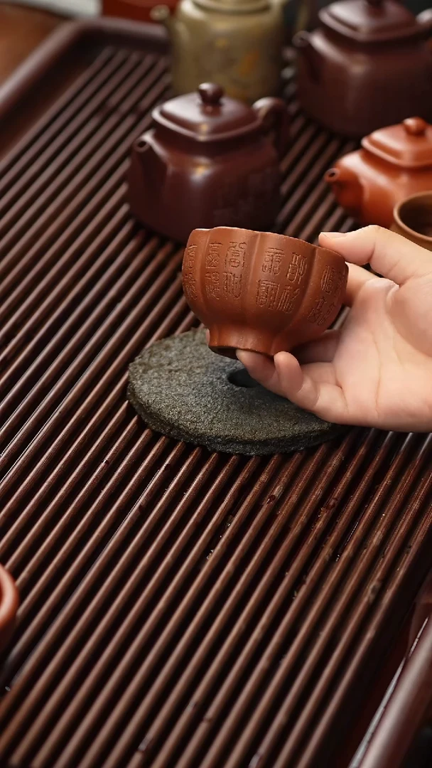 茶杯紫砂非遗茶器-百福锦囊