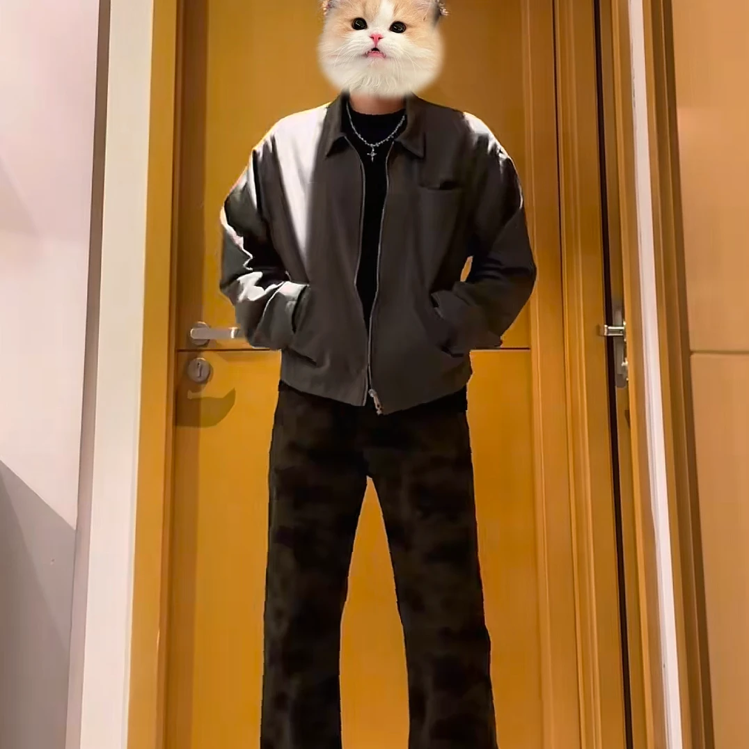 男生秋冬穿搭个性 cleanfit 小众高级感高知感外套牛仔裤套装75