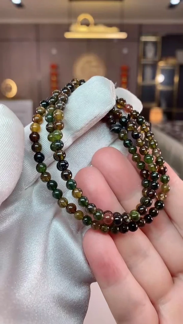 【闪购商品】碧玺三圈手串4mm+未镶嵌（多样性发一条）