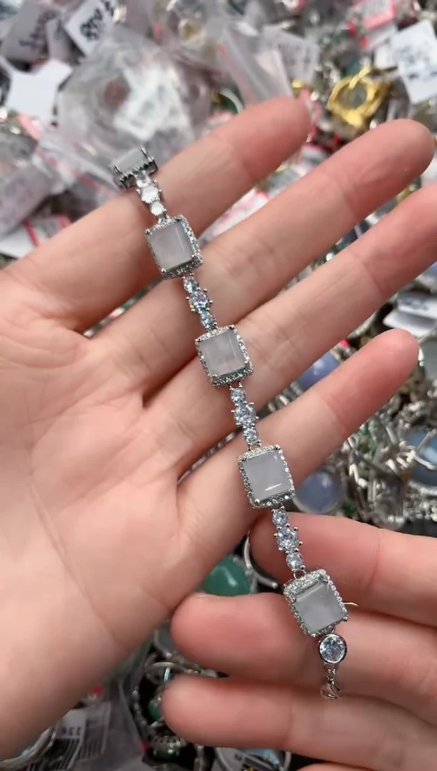 银S925镶嵌戒指翡翠6666---6