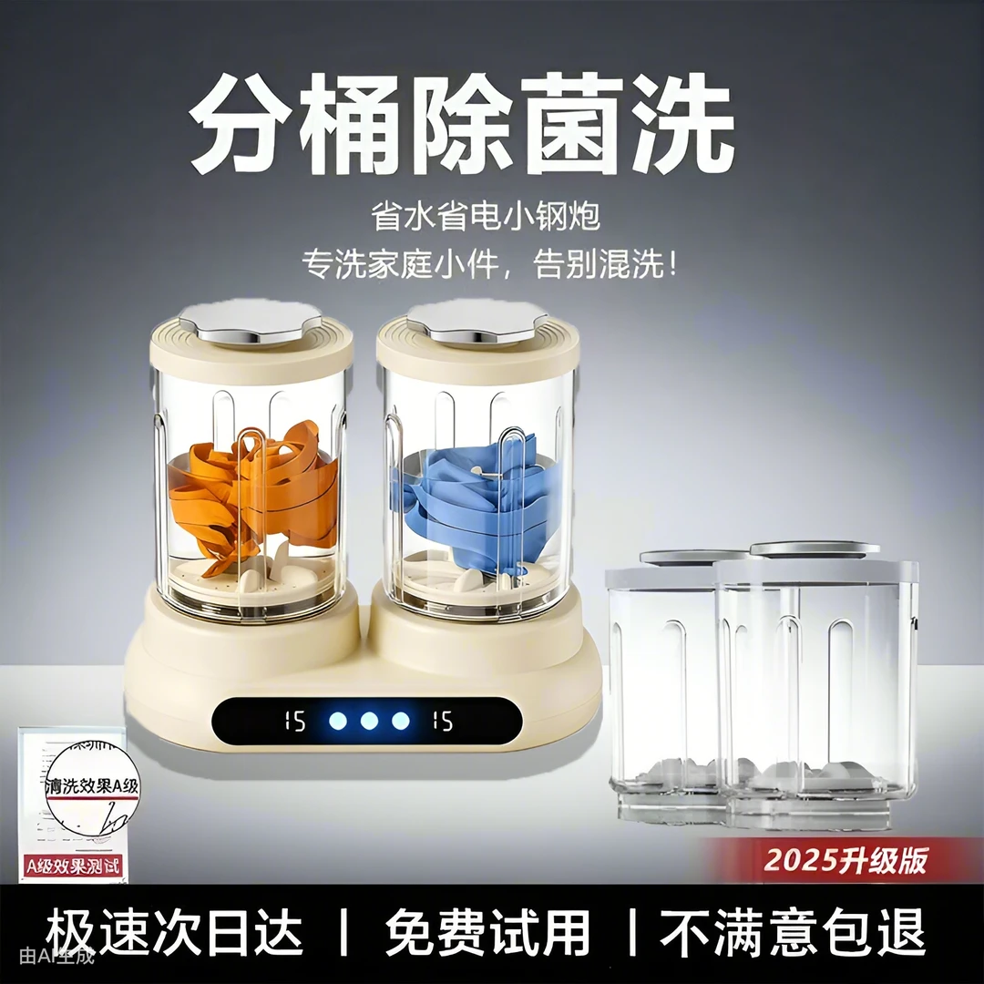 【抖音严选】双桶洗衣杯免安装内衣清洗机迷你内衣内裤袜子洗衣机