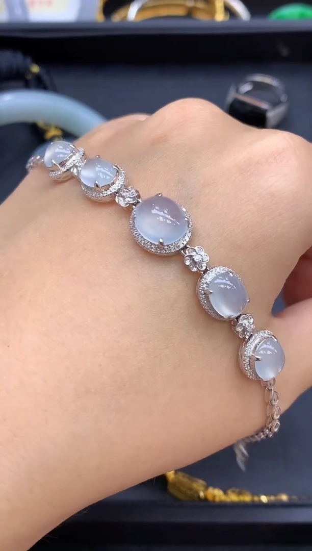 18K金镶嵌手链翡翠685-中国好珍宝