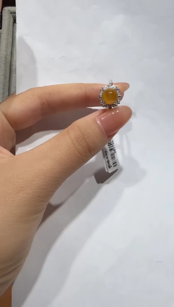 银S925镶嵌戒指翡翠缅甸A货翡翠戒指