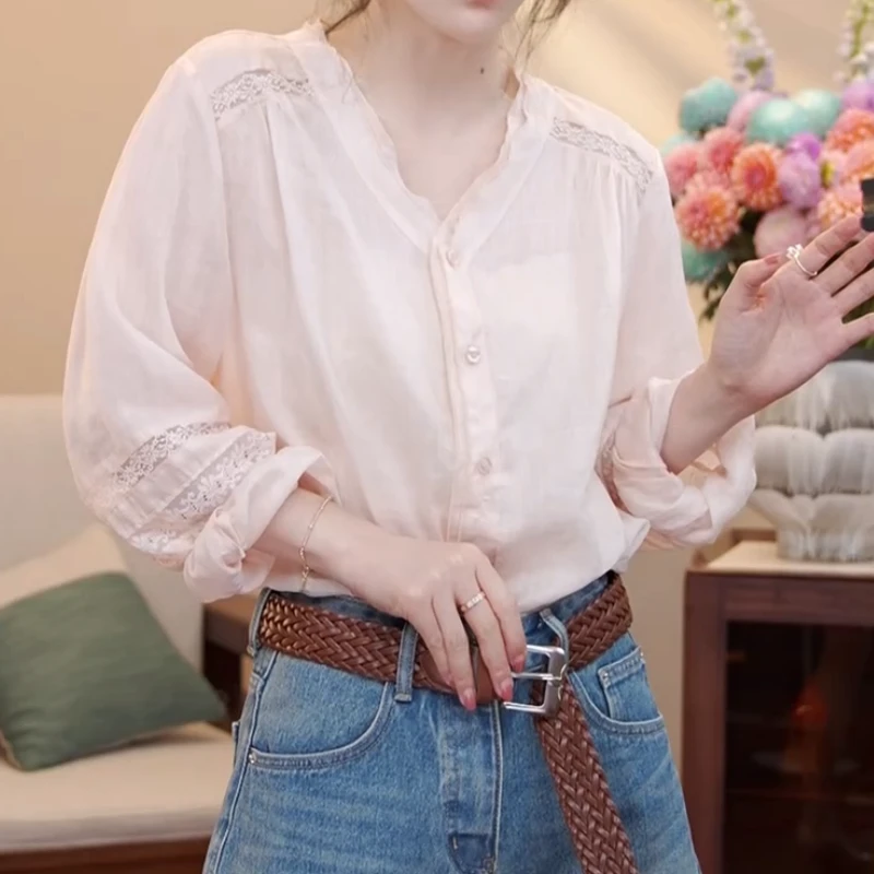 2025夏季新款韩系百搭显瘦气质时尚长袖衬衫LK2503325