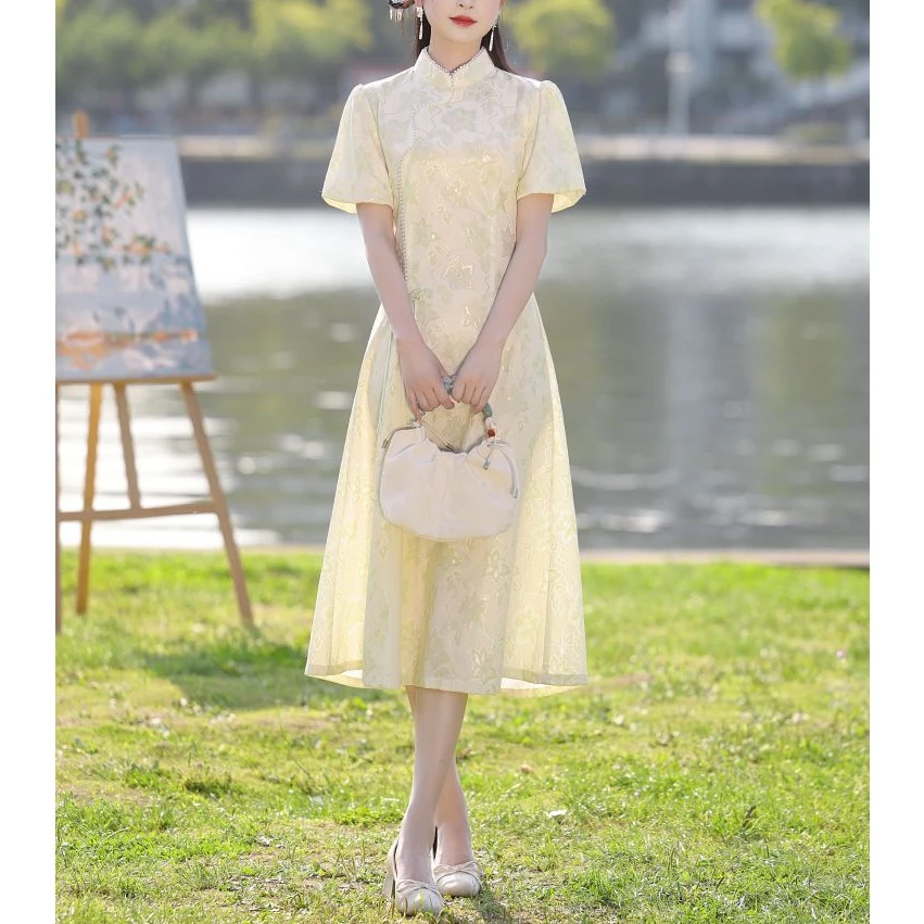 女装旗袍新款夏季高端改良年轻款少女新中式日常可穿法式蕾丝