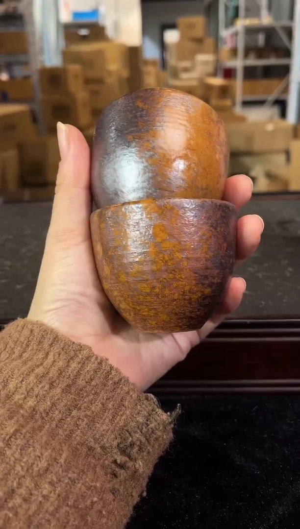 宜兴紫砂 紫砂茶壶  柴烧小杯