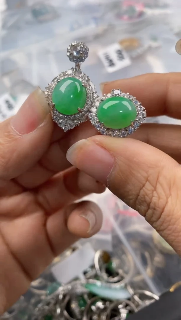 银S925镶嵌戒指翡翠999---10