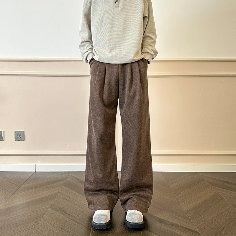 老钱风垂感直筒卫裤慵懒风美式复古阔腿裤子男款秋冬休闲运动长裤