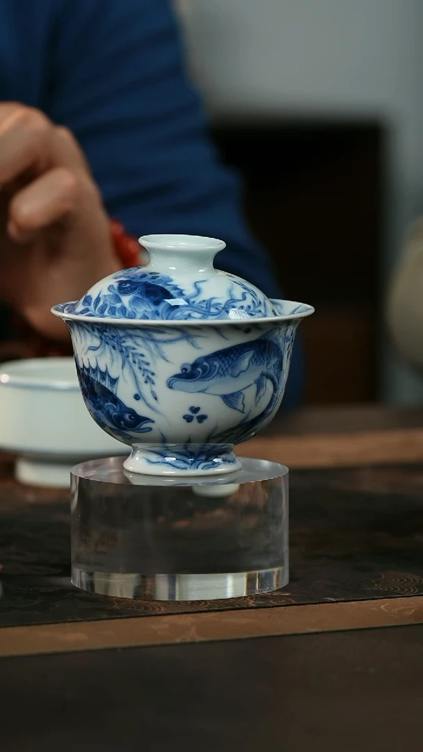 景德镇望月怀古盖碗