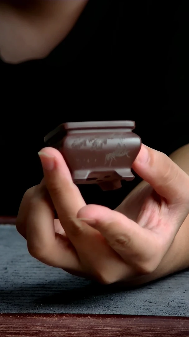 紫砂花盆3.8*2.5内径紫砂花盆